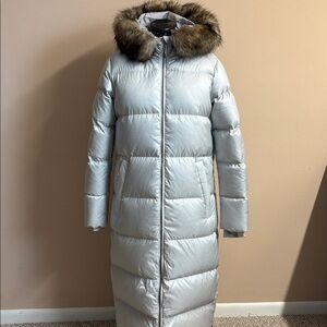 Eddie Bauer Women's Silver Long Puffer Jacket